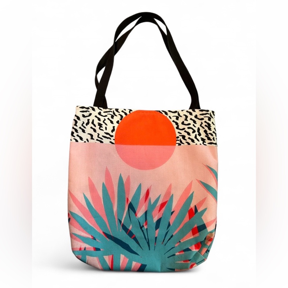 Tropical Print Tote Bag - Pink and Orange